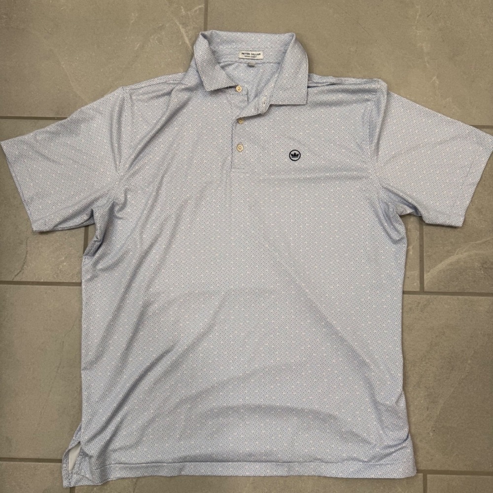 Peter Millar Summer Comfort Polo Shirt Mens Large Blue White MS23EK10S Golf